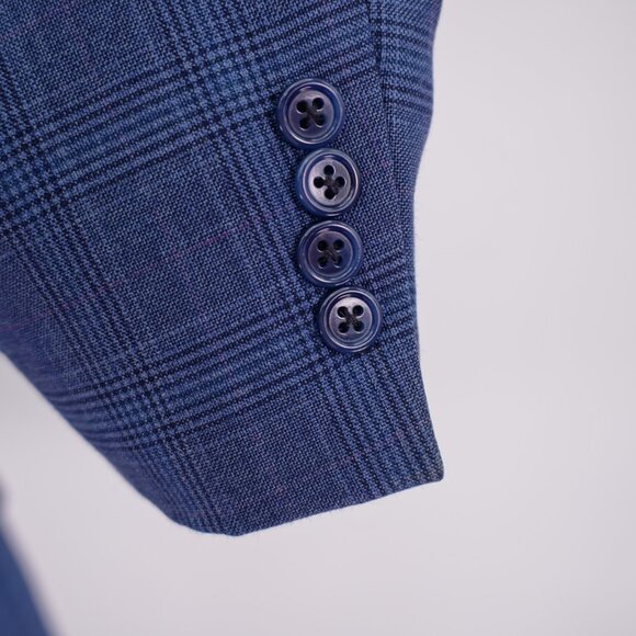 Hart Schaffner Marx Wool Blue Plaid W/ Purple Windowpane Blazer / Sport Coat 42R - Picture 3 of 13